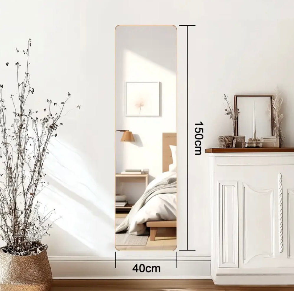 Tempered Glass Full Length Mirror - 160x50cm/150 x 40 cm Aluminium Alloy Standing/Wall | Rectangular Floor Mirror for Bedroom, Hallway & Dressing Room | Lean, Hang or Mount