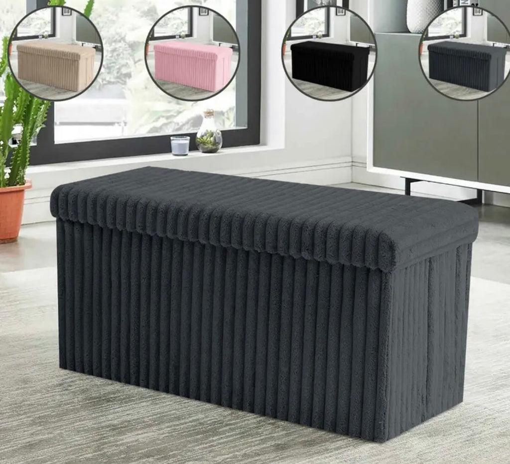 Ribbed Storage Box Ottoman
