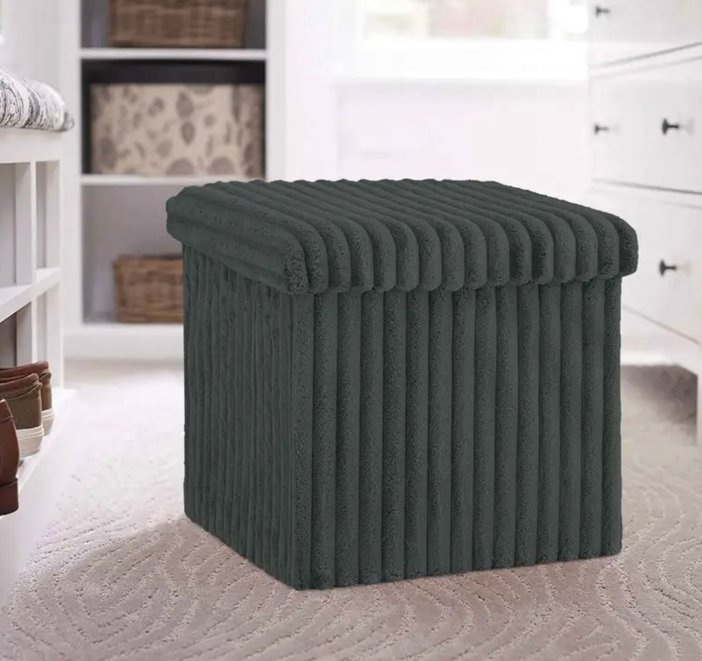 Ribbed Storage Box Ottoman