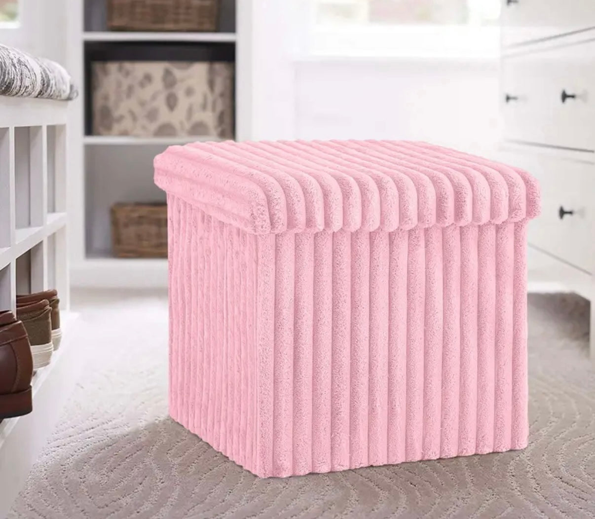 Ribbed Storage Box Ottoman