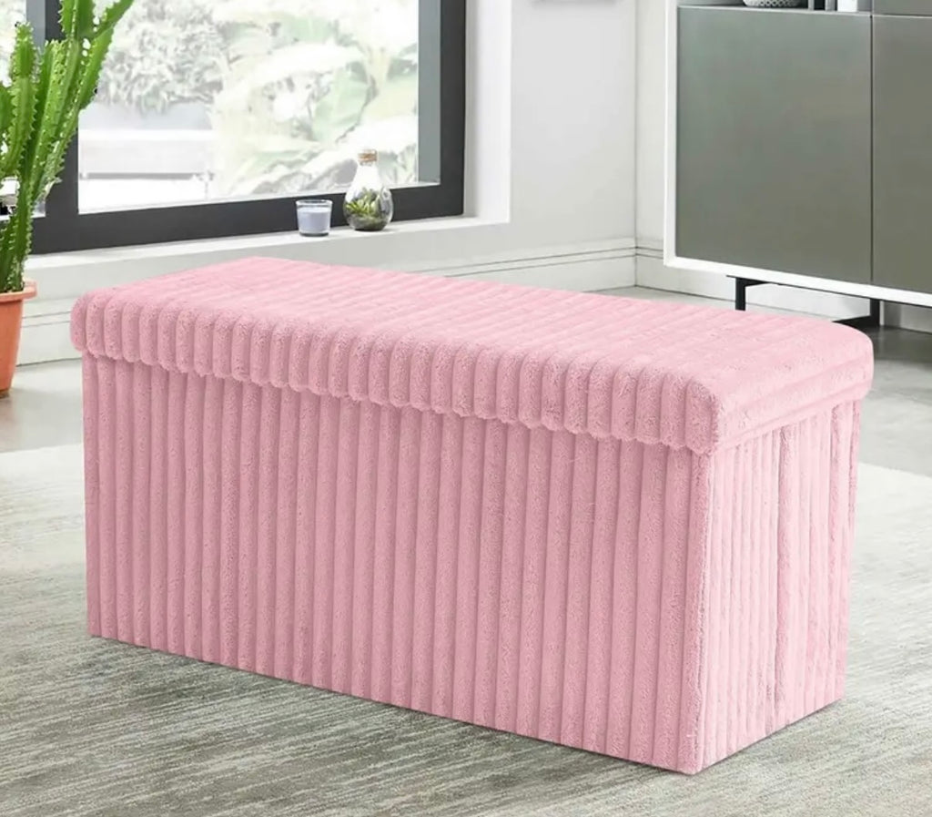 Ribbed Storage Box Ottoman