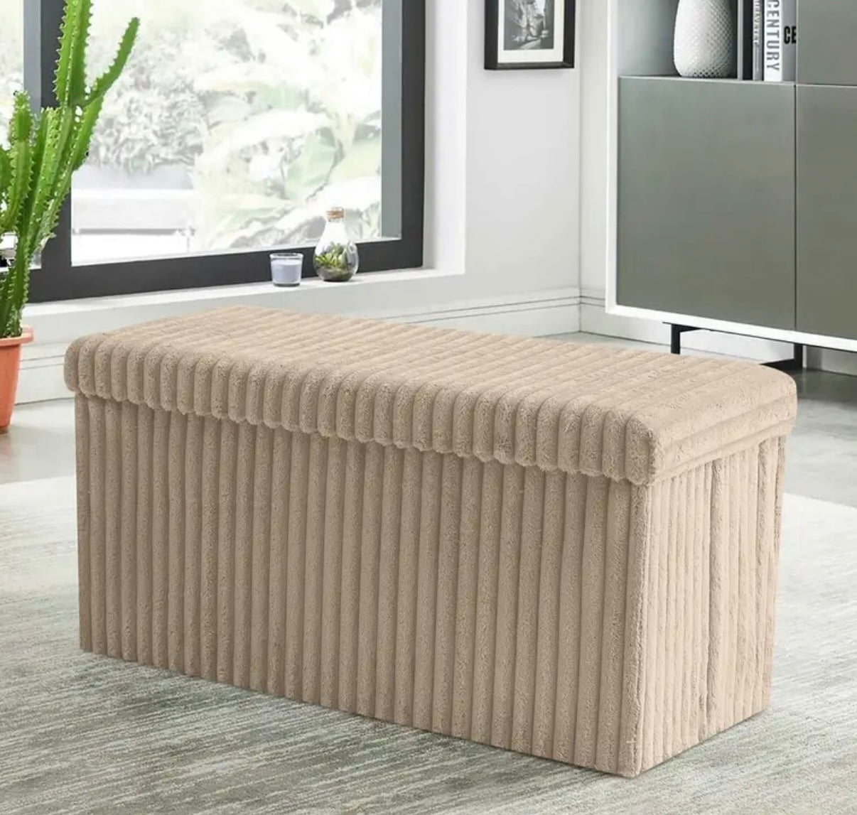 Ribbed Storage Box Ottoman